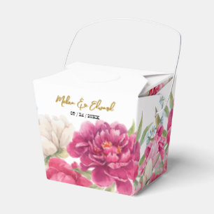Elegant Pink Peony Florals Wedding Geschenkschachtel