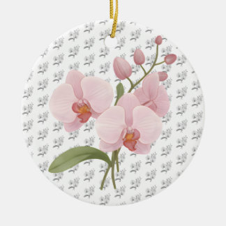 Elegant Pink Phalaenopsis Orchid Ceramic Ornament