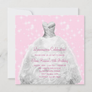 Elegant Pink Princess Quinceanera Einladung