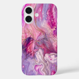 Elegant Pink & Purple Alcohol Ink Gold Glitter Cas iPhone 16 Hülle
