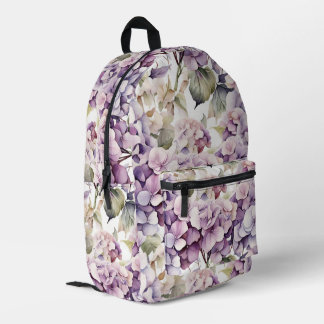 Elegant pink purple watercolor hydrangeas bedruckter rucksack