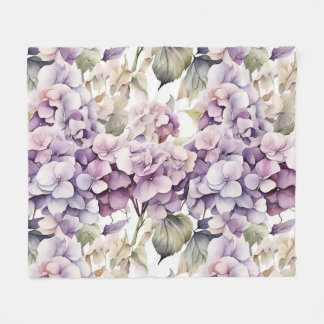 Elegant pink purple watercolor hydrangeas fleecedecke