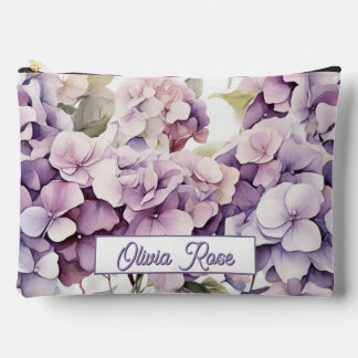 Elegant pink purple watercolor hydrangeas zubehörtasche