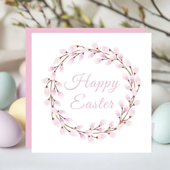 Elegant Pink Pussy Willow Easter Feiertagskarte (Elegant Pink Pussy Willow Easter Holiday Card)