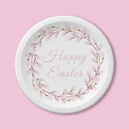 Elegant Pink Pussy Willow Happy Oaster Pappteller