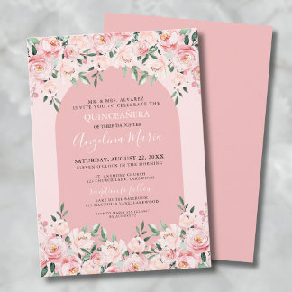 Elegant Pink Quinceanera Einladung
