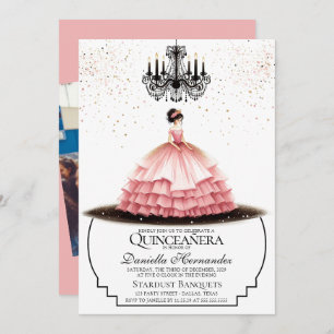 Elegant Pink Quinceañera Einladung