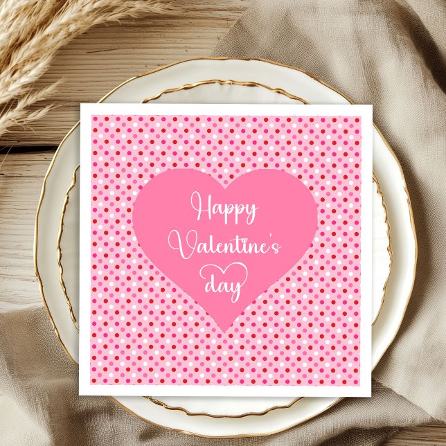 Elegant Pink Red Hearts Valentine Napkins Serviette (Elegant Pink Red Hearts Valentine Napkins)