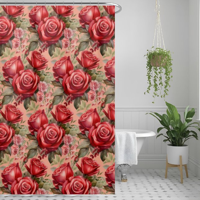 Elegant Pink Red Roses Shower Curtain Duschvorhang (Von Creator hochgeladen)