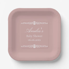Elegant Pink Regency Style Baby Shower Pappteller