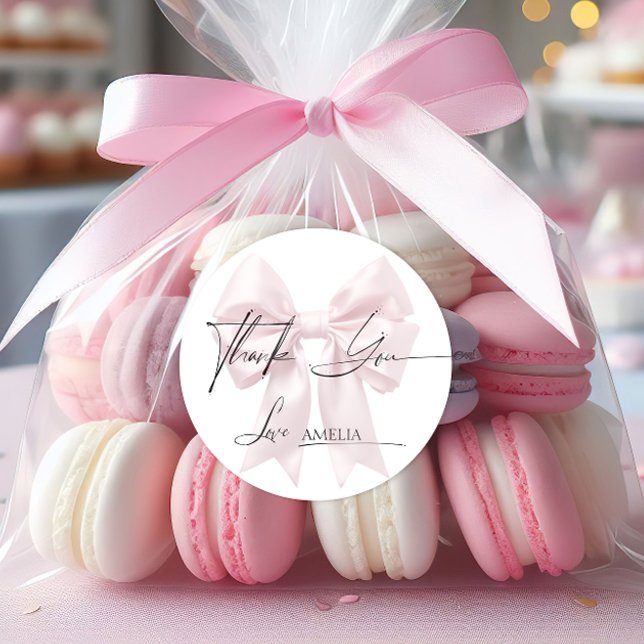 Elegant Pink Ribbon Vielen Dank Runder Aufkleber (Von Creator hochgeladen)