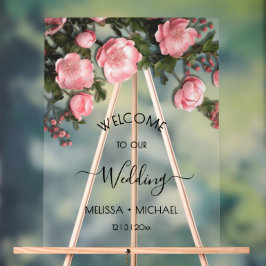 Elegant Pink Romantic 3D Roses Wedding Acrylschild