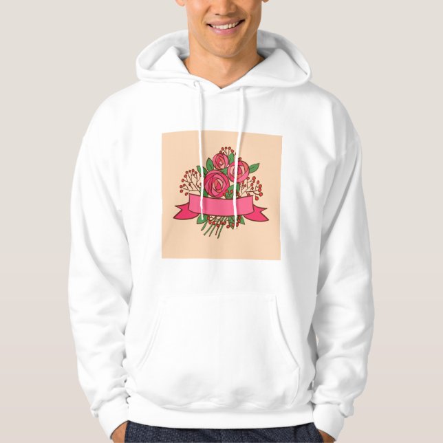 Elegant Pink Rose Floral Bouquet Hoodie (Vorderseite)