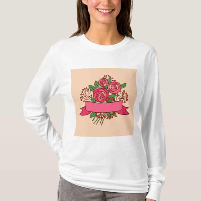 Elegant Pink Rose Floral Bouquet T-Shirt (Vorderseite)