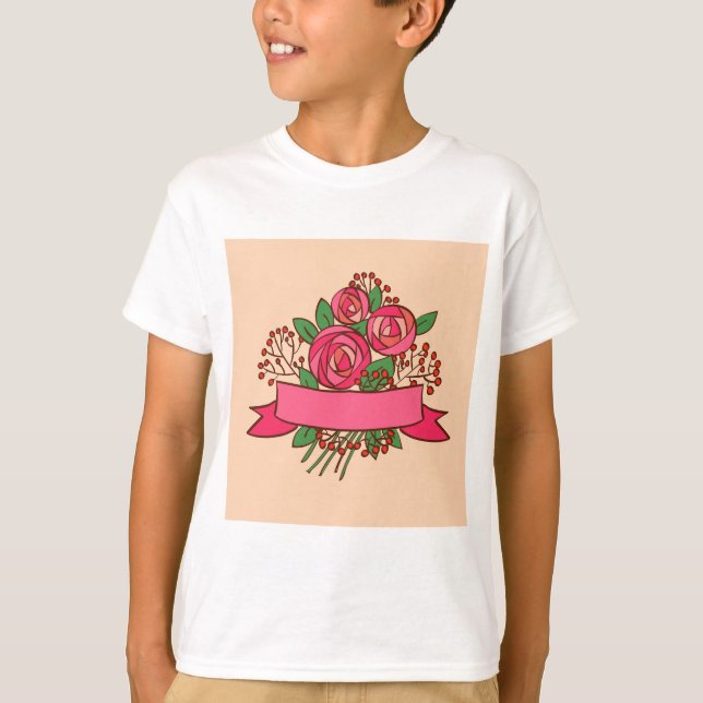 Elegant Pink Rose Floral Bouquet T-Shirt (Vorderseite)