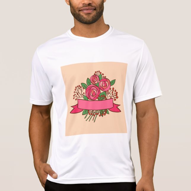 Elegant Pink Rose Floral Bouquet T-Shirt (Vorderseite)