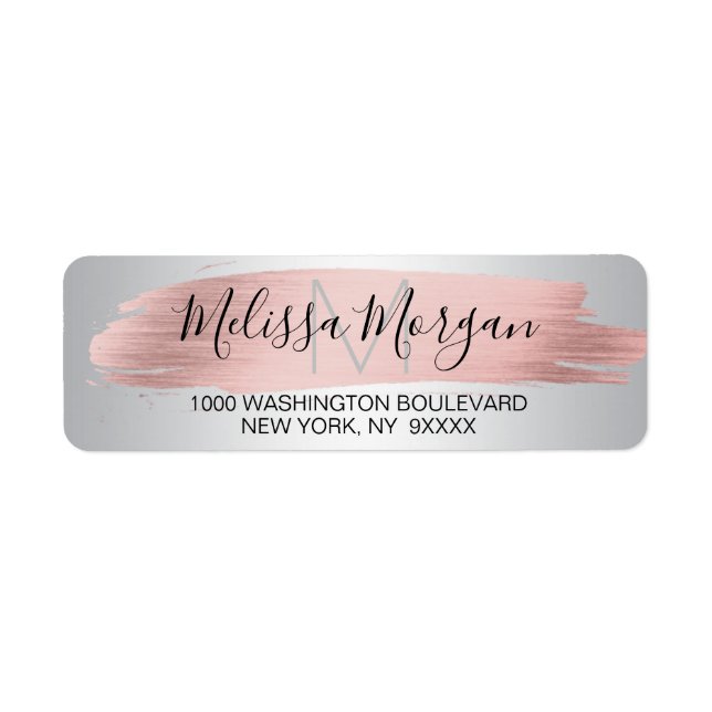 Elegant Pink Rose Gold Foil & Silver Address (Vorne)