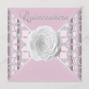 Elegant Pink Rose Quinceanera Einladung
