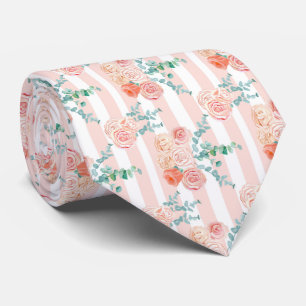 Elegant Pink Rose und Eucalyptus Necktie Krawatte