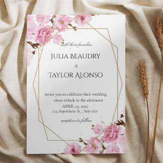 Elegant Pink Rose Wedding Invite Einladung