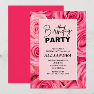 Elegant Pink Roses Floral 47. Geburtstag Einladung