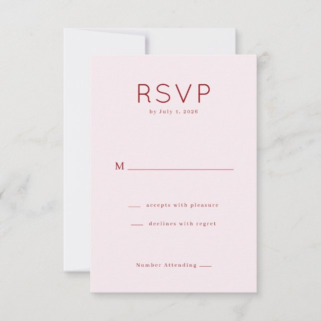 Elegant Pink RSVP Card Karte (Vorderseite)