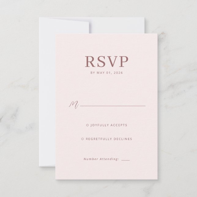 Elegant Pink RSVP Card Karte (Vorderseite)