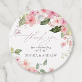 Elegant Pink Sakura Flowers Wedding Favor Tags Geschenkanhänger