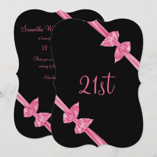 Elegant Pink Satin Bows 21. Geburtstag Einladung