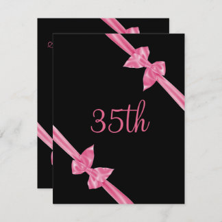 Elegant Pink Satin Bows 35. Geburtstag Einladung