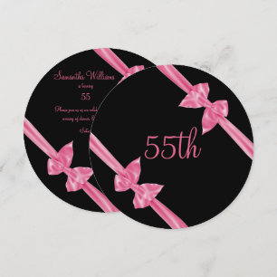 Elegant Pink Satin Bows 55. Geburtstag Einladung