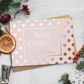 Elegant Pink Script Frohe Weihnachten Gold Folien Feiertagskarte