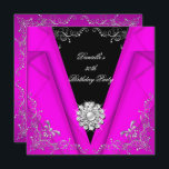 Elegant Pink Silver Black Geburtstag 30. Einladung<br><div class="desc">Geburtstagsparty 30. Elegant Pink Black Silver Jewel Look Diamond Silver 30. 40. 50. 60. Lace Elegant Classy Jeden Anlaß Einfach das Alter ändern. Party Geburtstag lädt Vorlage ein</div>