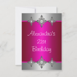 Elegant Pink Silver Jewel 21. Geburtstag Einladung