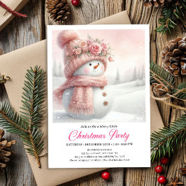 Elegant Pink Snowman Kids Editable Digital Xmas Einladung