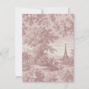 Elegant Pink Toile de Jouy Französisch Country Sze Postkarte