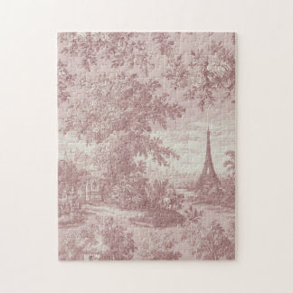 Elegant Pink Toile de Jouy Französisch Country Sze Puzzle