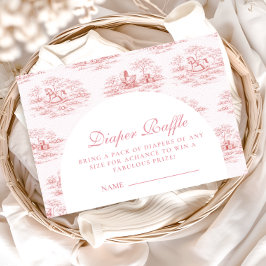 Elegant Pink Toile Diapper Raffle Begleitkarte