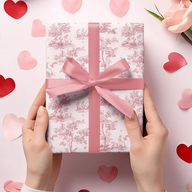 Elegant Pink Toile Pattern | Easter Wrapping Paper Geschenkpapier (Von Creator hochgeladen)