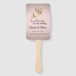 Elegant Pink Tulips Bouquet wedding program  Fächer