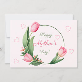 Elegant Pink Tulips Floral Happy Mother’s Day Karte