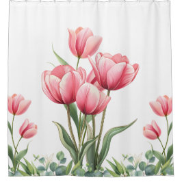 Elegant Pink Tulips Floral Mother's Day Gift  Duschvorhang