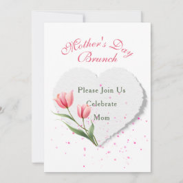 Elegant Pink Tulips & Paper Heart Invitation Karte