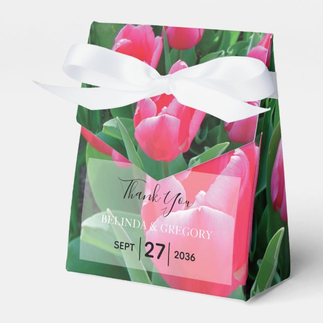 Elegant Pink Tulips Wedding Geschenkschachtel (Vorderseite)
