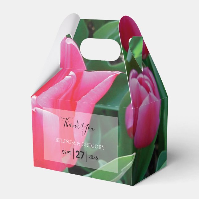 Elegant Pink Tulips Wedding Geschenkschachtel (Vorderseite)