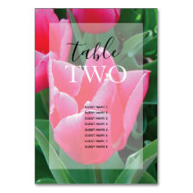 Elegant Pink Tulips Wedding Guest Names
