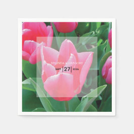 Elegant Pink Tulips Wedding Serviette