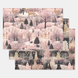 Elegant Pink Village Geschenkpapier Set