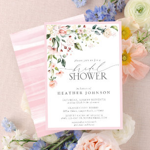 Elegant Pink Watercolor Floral Bridal Shower Einladung