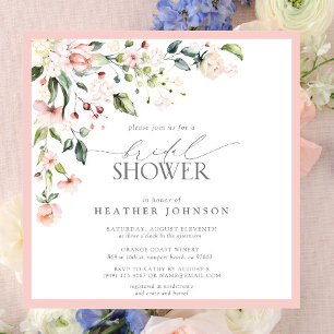 Elegant Pink Watercolor Floral Bridal Shower Einladung